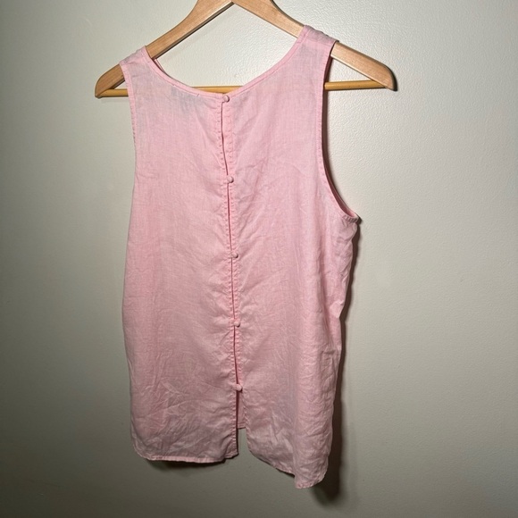 100% linen pastel  pink tank top M boho cottage beach - Picture 3 of 6